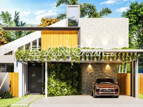 Casa moderna com garagem e fachada branca