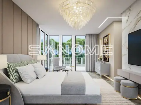 Quarto com cama de casal e vista para sacada