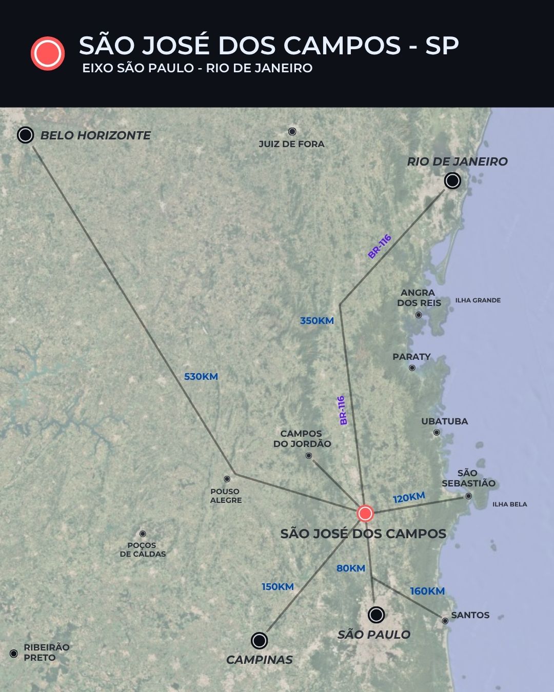 Mapa dos condomínios de Urbanova em São José dos Campos